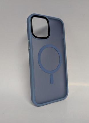 Чехол для iphone 12 pro max, wave matte, с магнитным кольцом, противоударный, с magsafe, матовый, голубой