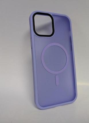 Чехол для iphone 12 pro max, wave matte, с магнитным кольцом, противоударный, с magsafe, матовый, сиреневый