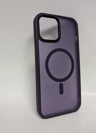 Чехол для iphone 12 pro max, wave matte, с магнитным кольцом, противоударный, с magsafe, матовый, фиолетовый