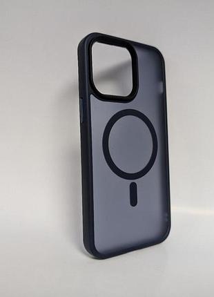 Чехол для iphone 14 pro max, wave matte, с магнитным кольцом, противоударный, с magsafe, матовый, синий