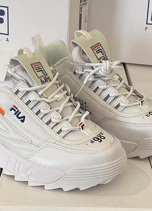 Білі кросівки fila disruptor 2 off-white "yalor"