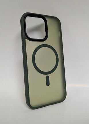 Чехол для iphone 14 pro max, wave matte, с магнитным кольцом, противоударный, с magsafe, матовый, зеленый
