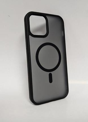 Чехол для iphone 12 pro max, wave matte, с магнитным кольцом, противоударный, с magsafe, матовый, черный