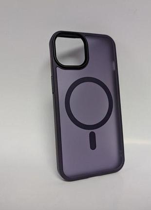 Чехол для iphone 13, wave matte, с магнитным кольцом, противоударный, с magsafe, матовый, фиолетовый