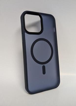 Чехол для iphone 13 pro max, wave matte, с магнитным кольцом, противоударный, с magsafe, матовый, синий
