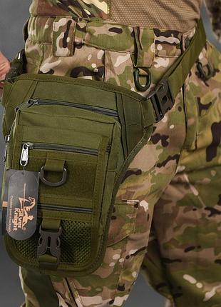 Тактична чоловіча сумка на стегна олива cordura військова на ремінь поясна кордура швидке скидання армійська мілітарі для зсу