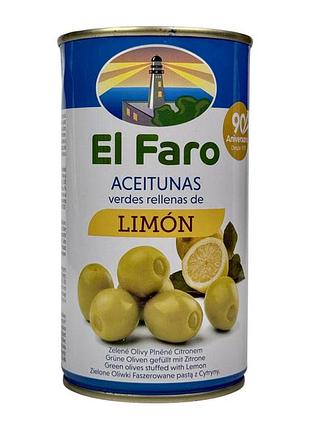 Оливки el faro зеленые фаршированные лимонной пастой aceitunas limon, 350 г