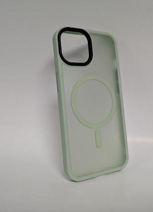 Чехол для iphone 13, wave matte, с магнитным кольцом, противоударный, с magsafe, матовый, мятный