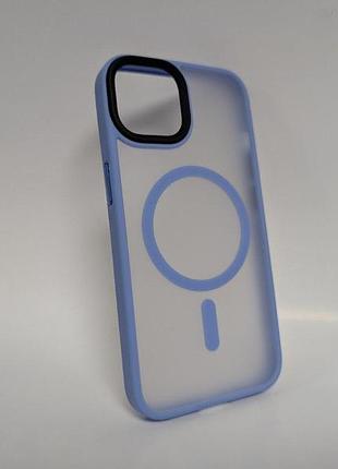 Чехол для iphone 13, wave matte, с магнитным кольцом, противоударный, с magsafe, матовый, голубой