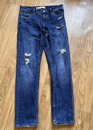 Джинси рвані стильні сині levi’s 502