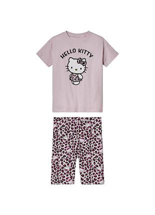 Пижама для девочки hello kitty детский комплект для дома футболка и шорты lupilu 122-128, 6-8 лет