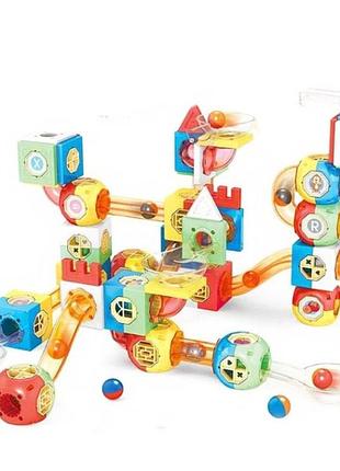 Магнитный конструктор-лабиринт 382 toys magnetic building pipe трубчатый трек с шариками
