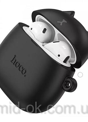 Bluetooth tws hoco ew45 lilac cat бузковий кіт стерео гарнітура бездротові навушники чорний