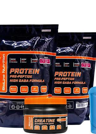 Whey protein сывороточный 80% белка + gaba (4 кг ) для быстрого и эффективного набора массы + креатин и шейкер