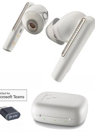 Bluetooth-навушники poly voyager free 60 uc m with charger case (original 100%) white sand (by plantronics)