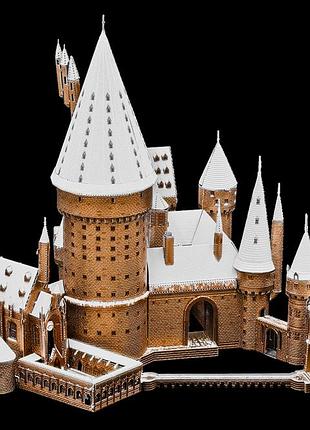 Металлический 3d конструктор гарри поттер - хогвартс в снегу
