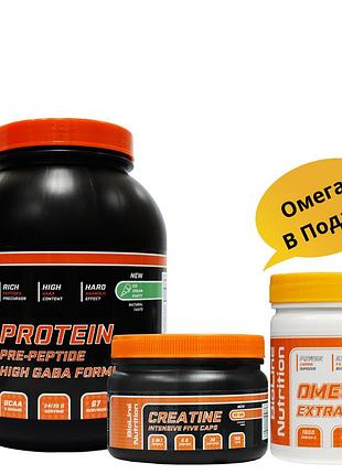 Протеин сывороточный 80% белка ( 2 кг ) + креатин ( 150 капсул ) = омега 3 в подарок tm bioline
