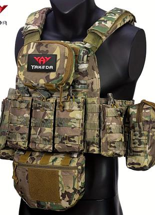 Военная плитоноска тактическая yakeda multicam быстросъемный военный жилет cordura 1000d