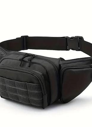 Тактическая нагрудная поясная сумка бананка armorbag черная на пояс с molle