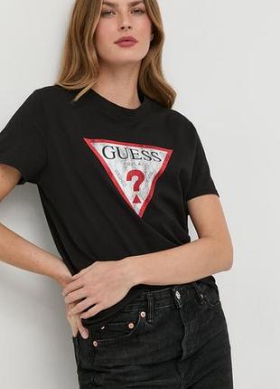 Жіноча чорна футболка guess оригінал