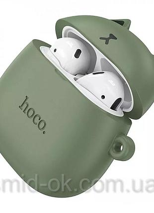 Bluetooth tws hoco ew45 lilac cat бузковий кіт стерео гарнітура бездротові навушники зелений