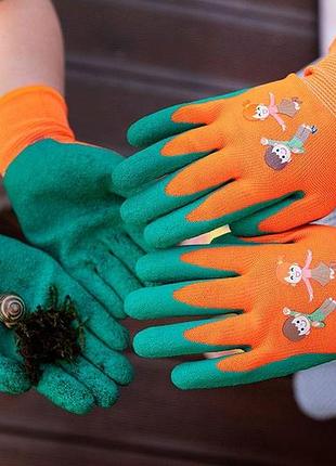 Перчатки рабочие детские neo tools, латексное покрытие, полиэстер, дышащая верхняя часть, рисунок, р.4, оранжевый 6