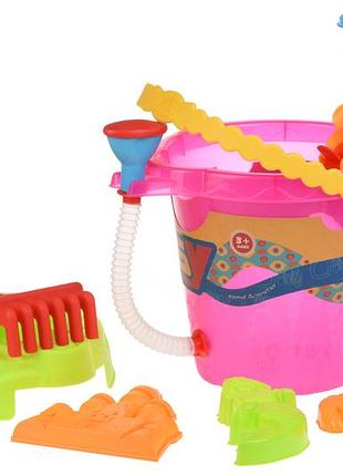 Набор для игры с песком same toy ведерко 6ел, розовый