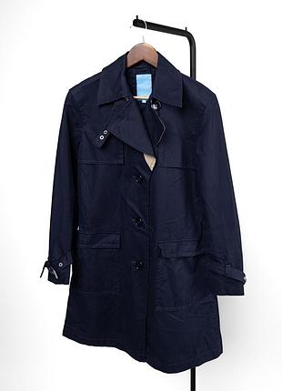Escada womens trench coat blue classic lightweight jacket button casual оригінальний, жіночий тренч у класичному, темно-синьому кольорі