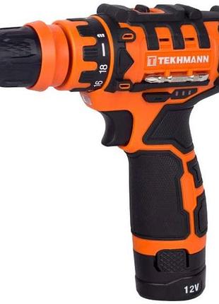 Шуруповерт-дрель аккумуляторный tekhmann tcd-12/2 dfr 12в 2х2ач 20нм 350·1500об/мин 1.1кг