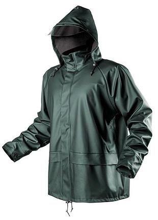 Куртка-дощовик neo tools, пу-пвх, підкладка поліестер, 310г/м кв, xl(54), зелений темний