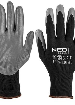 Перчатки рабочие neo tools комплект 12шт, полиэстер с нитриловым покрытием, р.9, серо-черный 2