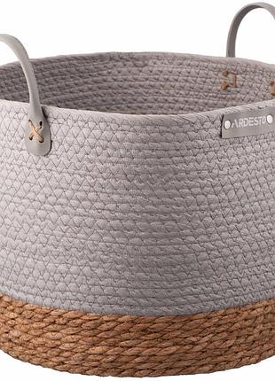Кошик ardesto minimalism 35х35х27см, паперовий шпагат, рогожка, сірий