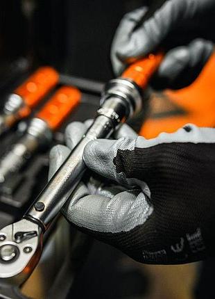 Рукавички робочі neo tools поліестер з нітриловим покриттям, р.8, сіро-чорний 12шт 3