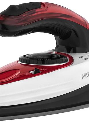 Утюг ardesto дорожный ti-s1200, 1000вт, 70мл, паровой удар, постоянная пара - 15гр, керам. подошва, бело-красный