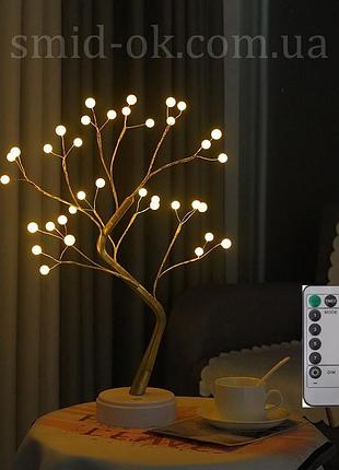 Светильник денежное дерево пульт теплая белая led-подсветка золотые ветви и листья 8 режимов usb диммер