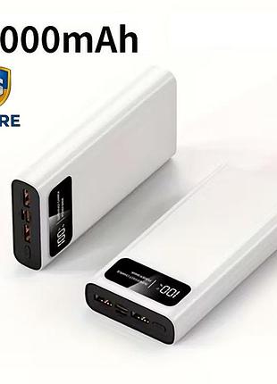 Повербанк 20000 mah с led-дисплеем и быстрой зарядкой w013 (белый)