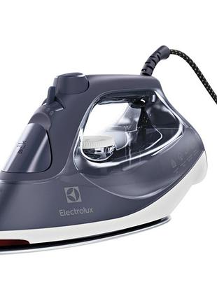 Утюг electrolux, 2400вт, 330мл, паровой удар 160гр, рулям. подошва, серо-белый
