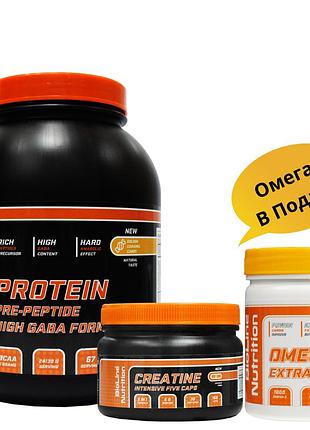 Whey protein 80% белка + gaba ( 2 кг ) + creatine intensive ( 150 капсул ) = omega 3 в подарок tm bioline