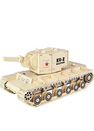 3d деревянный конструктор. модель танк 2