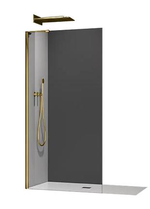 Душова перегородка koer sr sp02-100x200-tr-12 walk-in проз.скло easy clean 8мм, матове золото (kr5396)