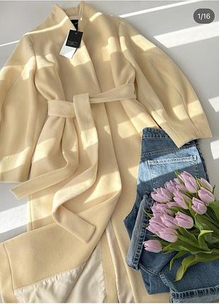 Пальто молочне zara шерсть