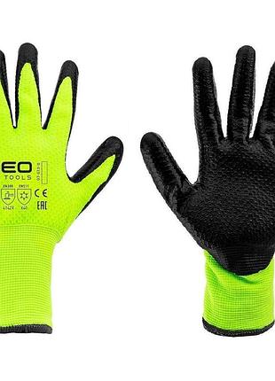 Перчатки рабочие neo tools, утепленные, латексное покрытие, полиэстер, р.8, зелено черные 2