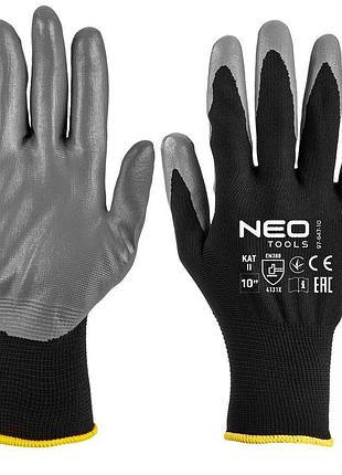Перчатки рабочие neo tools комплект 12шт, полиэстер с нитриловым покрытием, р.10, серо-черный 2