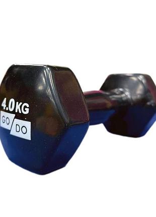 Гантель для фітнесу з вініловим покриттям 2шт godo gd-4.0bk
