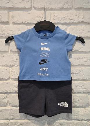 Комплект на 0-3мес футболка nike, шорты tnf