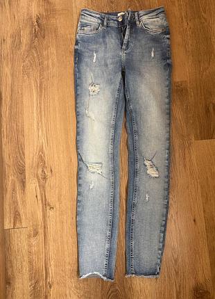 Джинси only рвані блакитні, skinny fit, розмір xs/32 — ідеальний стан