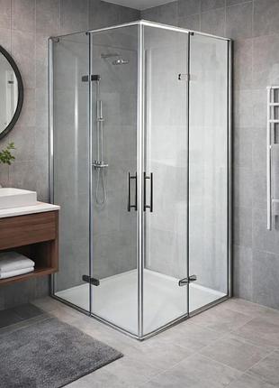 Душевая кабина bravo wda n90tc 88x88x185 см, квадратная от стены, без поддона, хромированный профиль, прозрачное стекло 6 мм