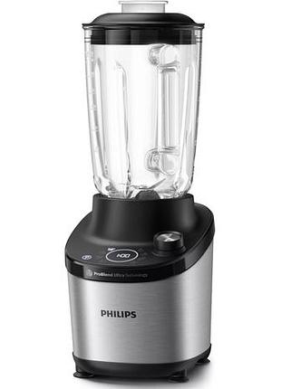 Блендер philips стационарный 1500вт, чаша-2000мл, стекло, черный