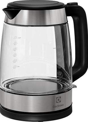 Электрочайник electrolux e4gk1-4gb 1.7л, strix, стекло, серебристо-черный