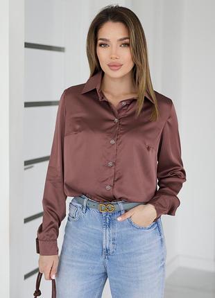 Женская шелковая рубашка классическая "milena", 42-56 р, 5 кол 3